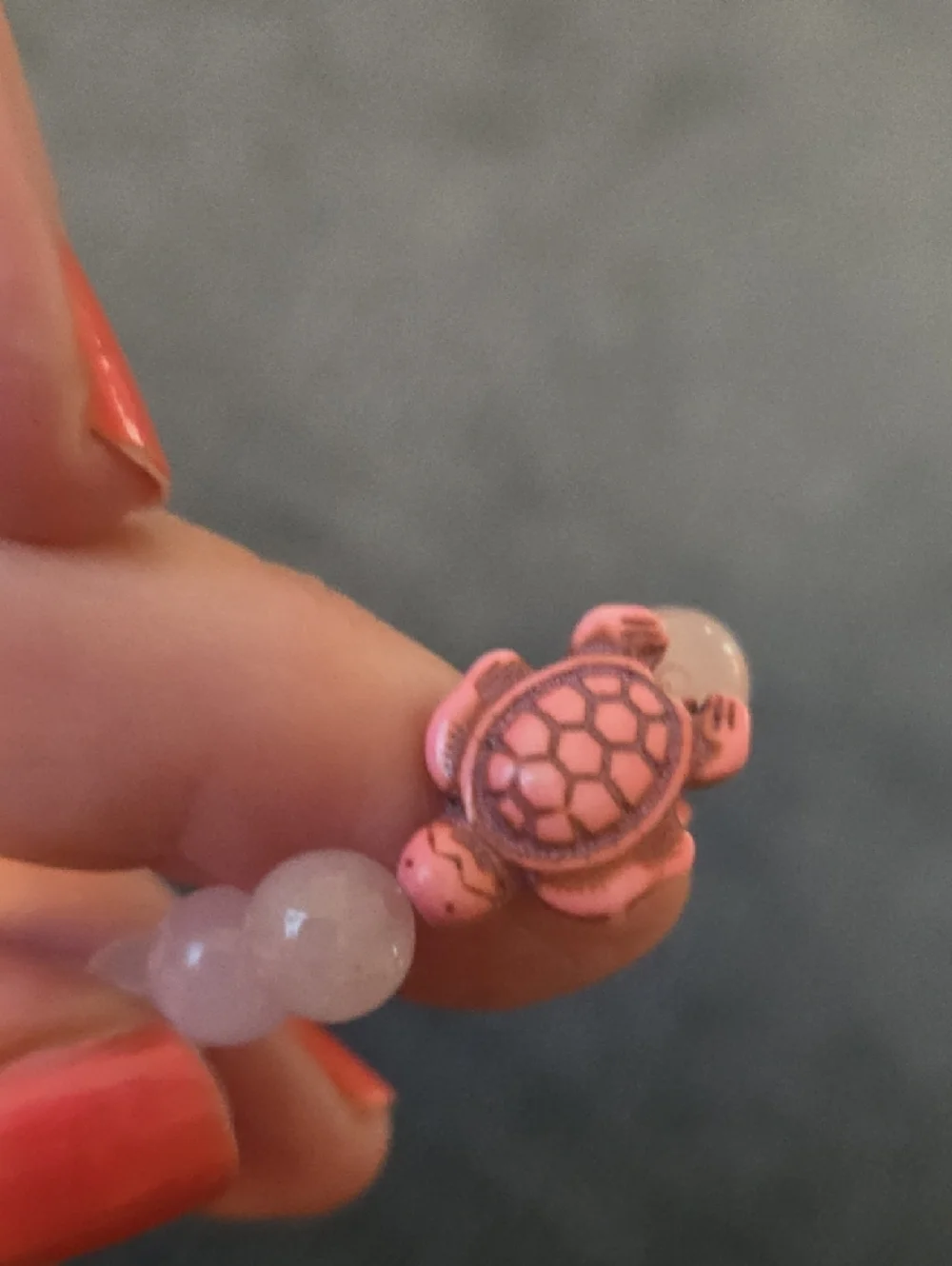 Nwt Rose Quartz Beaded Bracelet with Pink Turtle Accent